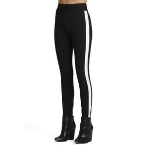 BCBGeneration Black with Ivory Stripe High Waisted Leggings Pants